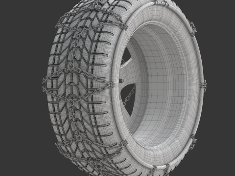 Snow Chain On The Tire Modello 3D