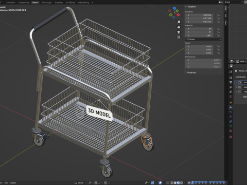 Mail Trolley Modello 3D