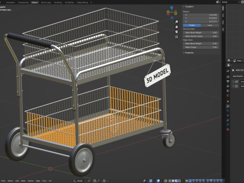 Mail Trolley Modello 3D