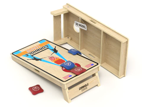 Cornhole Board With Bags 3D Model