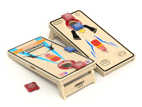 Cornhole Board With Bags 3D Model
