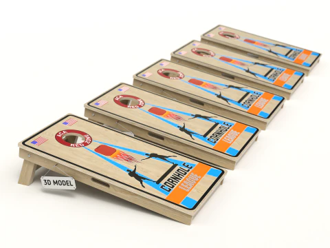 Cornhole Board With Bags 3D Model