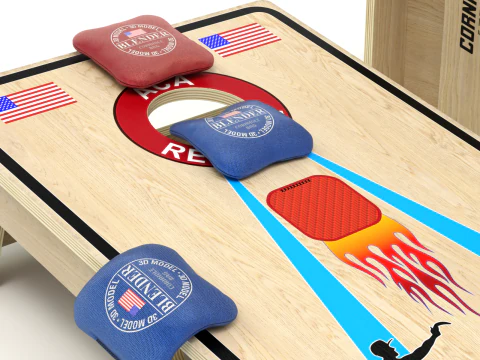 Cornhole Board With Bags 3D Model