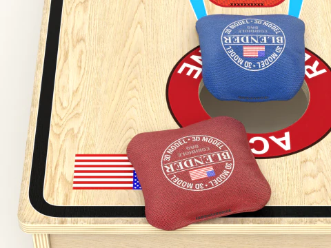 Cornhole Board With Bags 3D Model