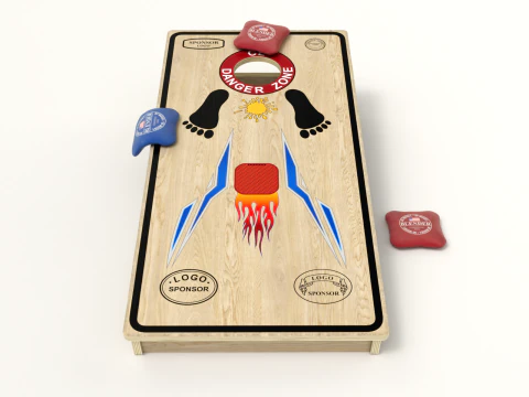 Cornhole Board With Bags 3D Model