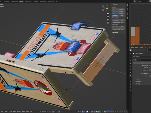 Cornhole Board With Bags 3D Model