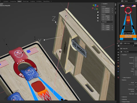 Cornhole Board With Bags 3D Model