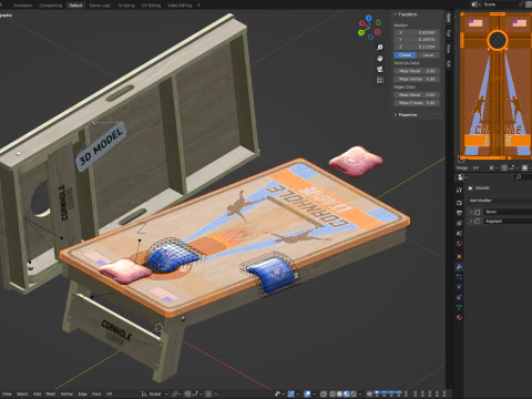 Cornhole Board With Bags 3D Model
