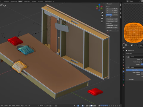Cornhole Board With Bags 3D Model