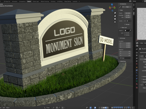 Monument Sign 3D Model