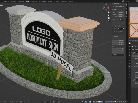 Monument Sign 3D Model