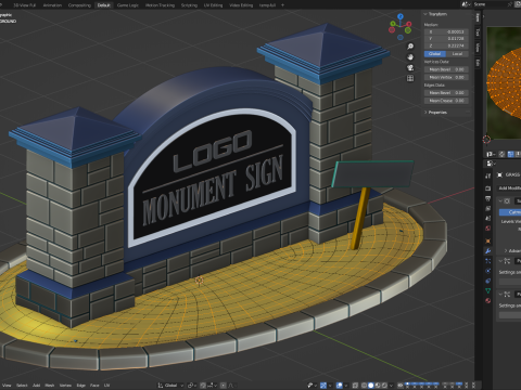 Monument Sign 3D Model