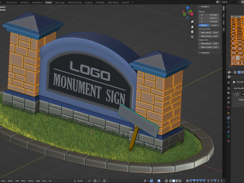 Monument Sign 3D Model