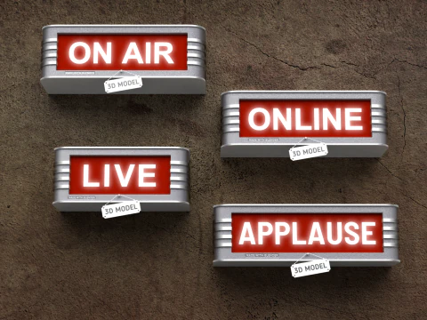 Segni luminosi da studio retr&ograve; Modello 3D