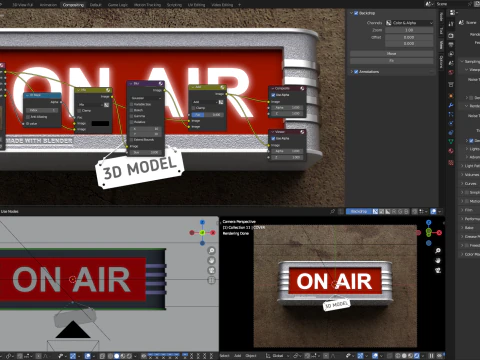 Segni luminosi da studio retr&ograve; Modello 3D