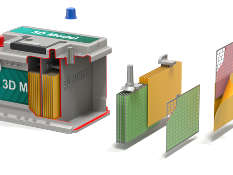 Анімація збірки автомобільного акумулятора 3D Модель