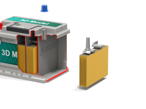 汽车电池组装动画 3D 模型