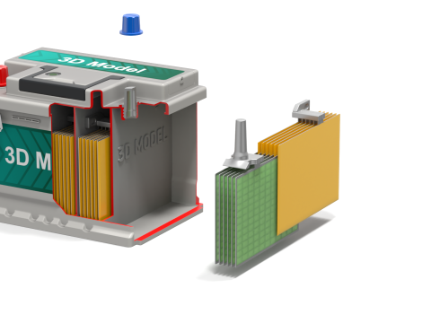 汽车电池组装动画 3D 模型