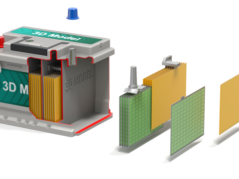 汽车电池组装动画 3D 模型