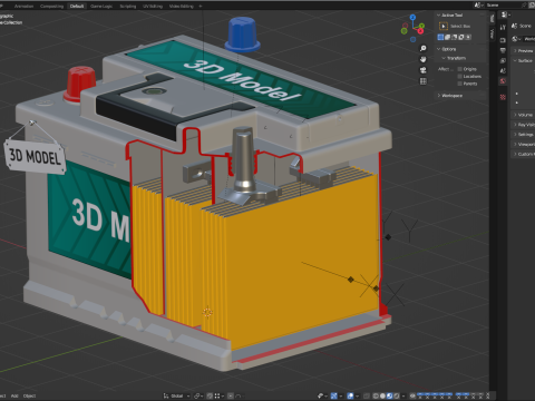 汽车电池组装动画 3D 模型