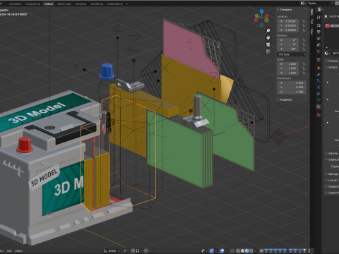 汽车电池组装动画 3D 模型