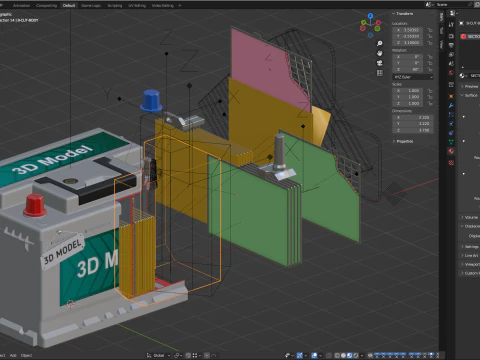 Car Battery Assembly Animation 3D Model