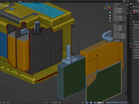 汽车电池组装动画 3D 模型