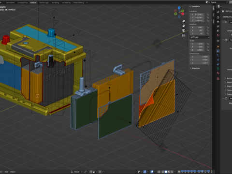 汽车电池组装动画 3D 模型