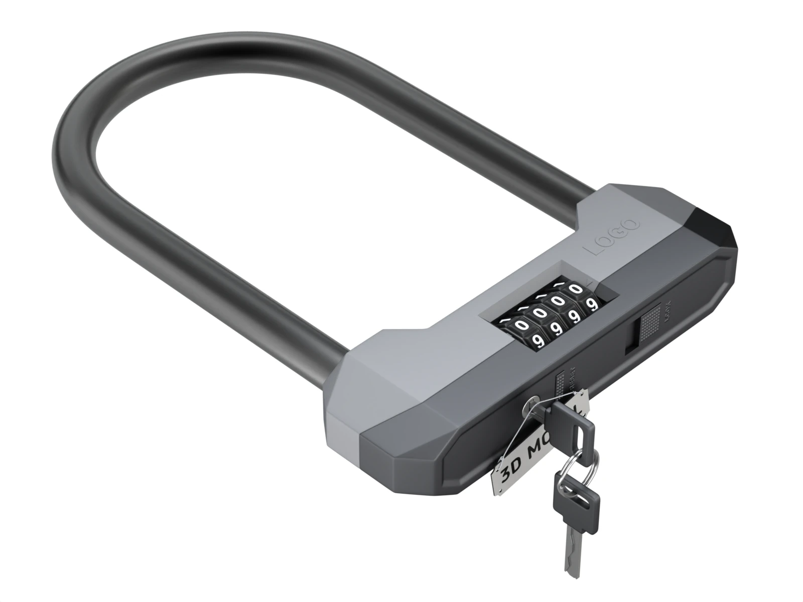 Combination Bicycle U-Lock 3D Model .c4d .max .obj .3ds .fbx .stl .blend 