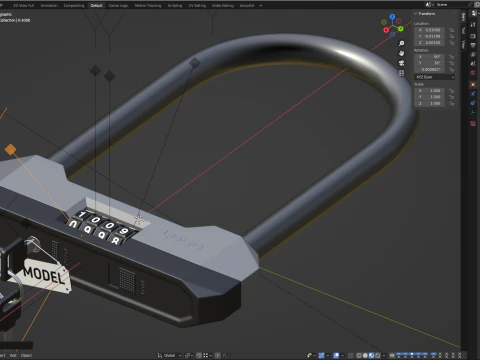 Combination Bicycle U-Lock 3D Model