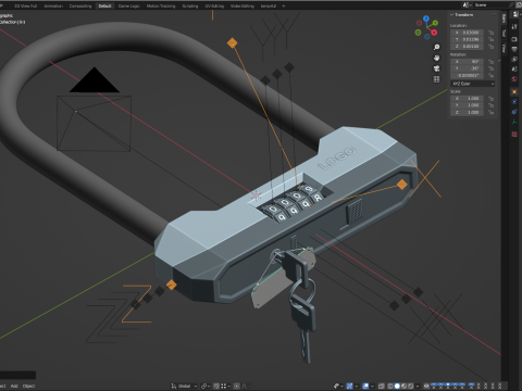 Combinação de bicicleta U-Lock Modelo 3D