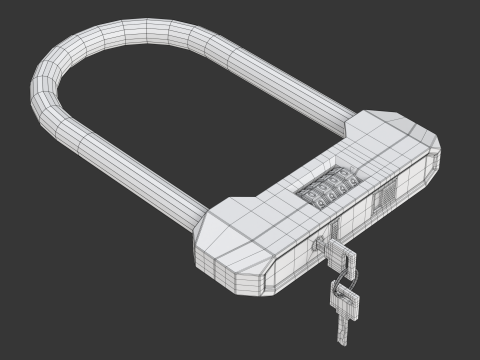 Combinação de bicicleta U-Lock Modelo 3D