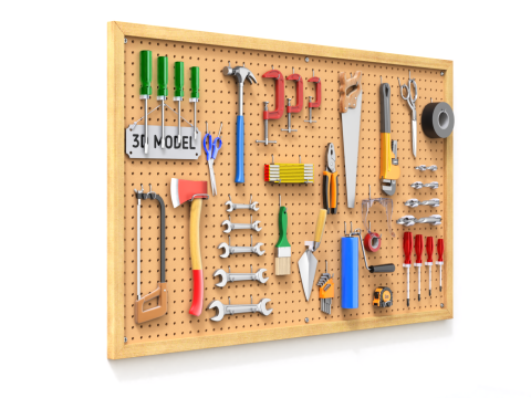 Pegboard com ferramentas Modelo 3D