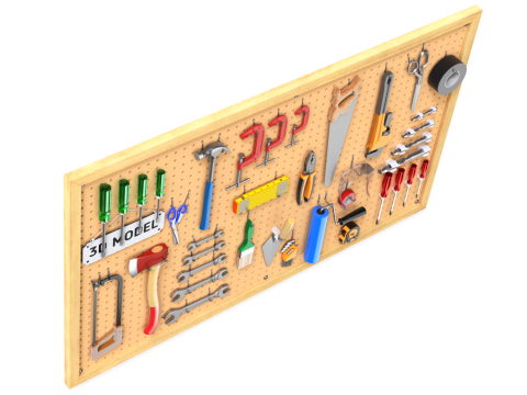 Pegboard com ferramentas Modelo 3D