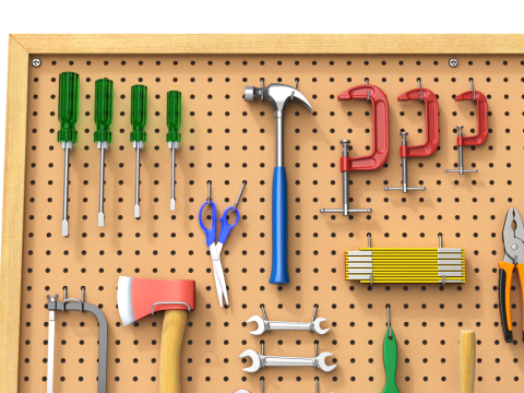 Pegboard com ferramentas Modelo 3D