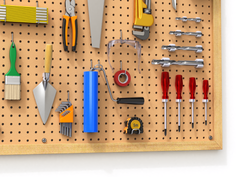 Pegboard com ferramentas Modelo 3D