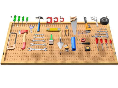 Pegboard com ferramentas Modelo 3D