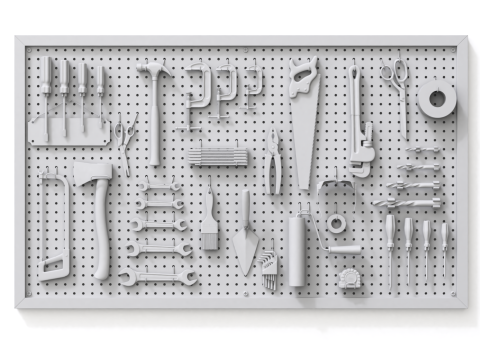 Pegboard com ferramentas Modelo 3D