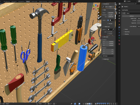 Pegboard com ferramentas Modelo 3D
