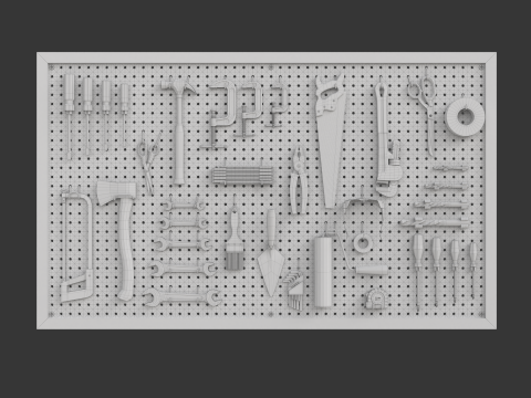 Pegboard com ferramentas Modelo 3D