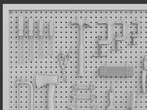 Pegboard com ferramentas Modelo 3D