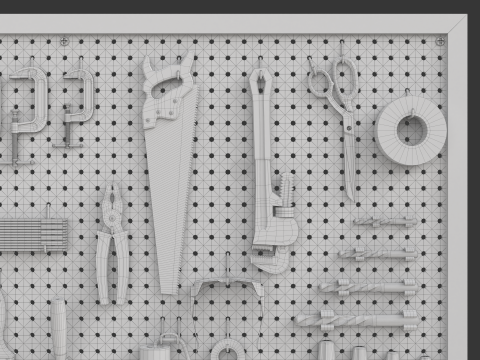Pegboard com ferramentas Modelo 3D