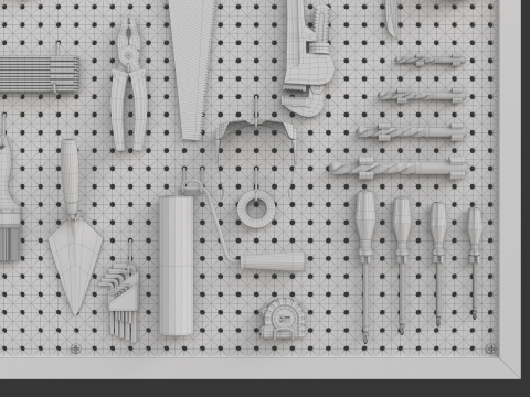 Pegboard com ferramentas Modelo 3D