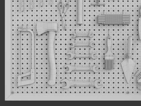 Pegboard com ferramentas Modelo 3D