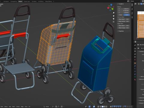 접이식 등산 쇼핑 카트 3D 모델