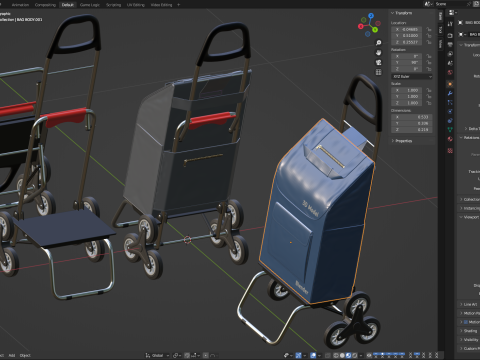 접이식 등산 쇼핑 카트 3D 모델