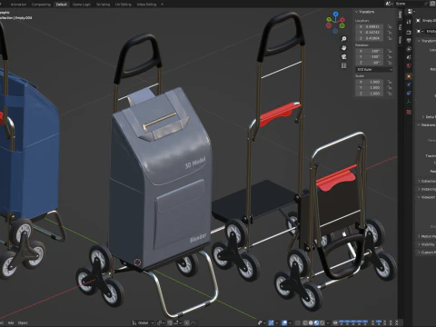 Carrello spesa da arrampicata pieghevole Modello 3D