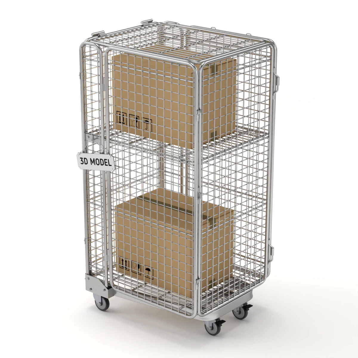 Foldable Roll Cage Trolley 3D Model .c4d .max .obj .3ds .fbx .stl .blend 