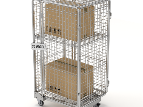 折りたたみ式ロールケージトロリー 3Dモデル
