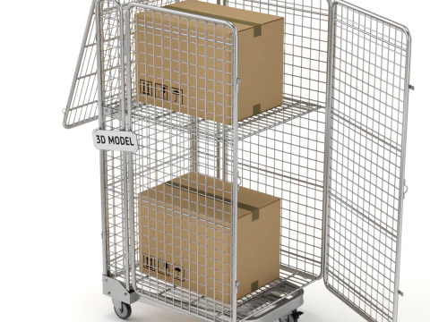 Foldable Roll Cage Trolley 3D Model